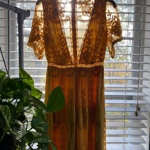 Mustard Lace Maxi Dress